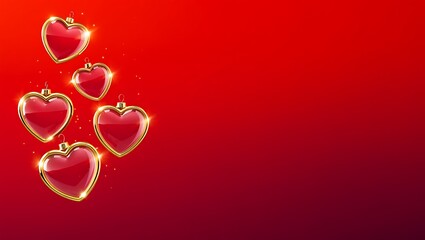 Romantic Red Hearts, Gold Accents, Valentine's Day Design, Love, Passion, Affectionate, Festive, Celebration