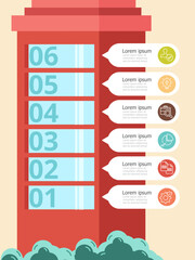 Infographic diagram showing steps of business, education, experiment process for background of report or presentation and more