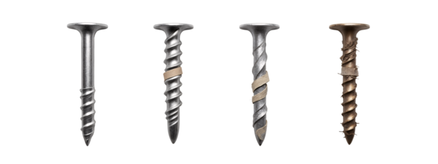 A set of four different types of screws