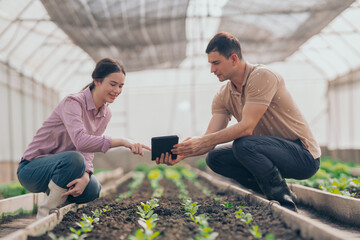 Teachers and students test and research soil for agriculture, farming, and cultivation in...