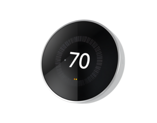 Modern digital thermostat showing temperature.