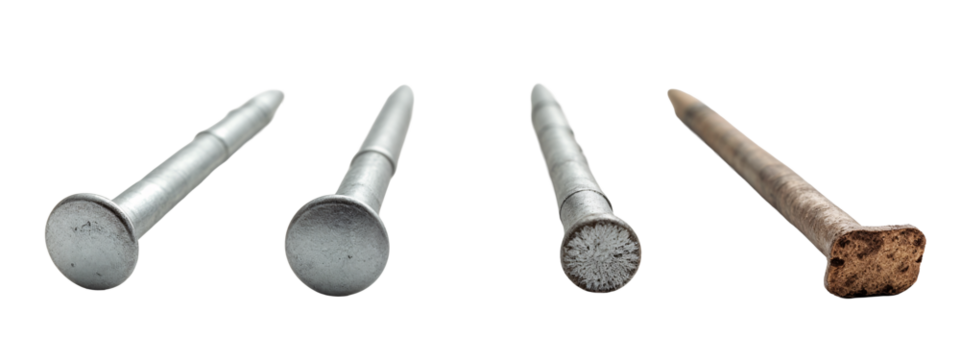 A set of four different types of nails