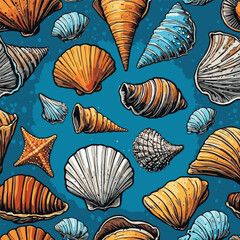 sea ​​shell illustration vector comic book style