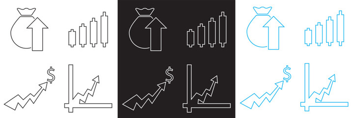 Increase & decrease icon . Profit, stock market, growth, fall, arrow up, down etc. Vector for websites, mobile interfaces,  banner etc. EPS 10