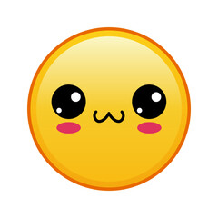 Kawaii yellow emoji with happy lips face Large size of yellow emoji