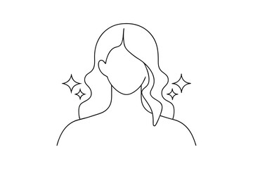 Woman line drawing glowing skin beauty care
