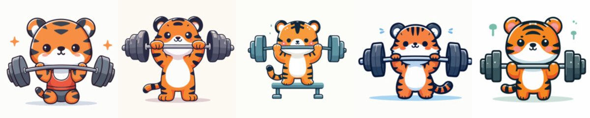 tiger vector sport lifting weights