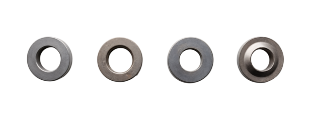 A set of four stainless steel washers
