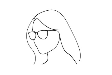 Minimalist line drawing of a woman wearing sunglasses