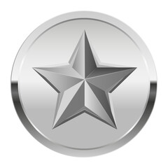 Silver award medal and star for sport and games