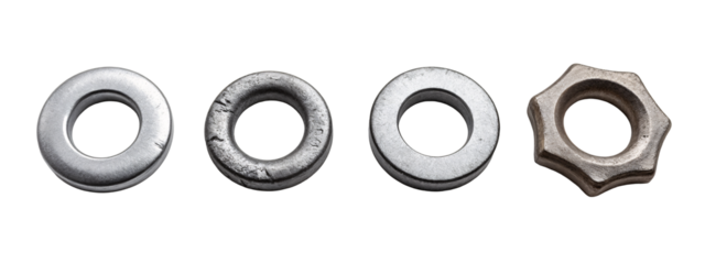 A set of three metal washers