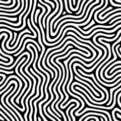 High-quality abstract B&W vector pattern: intricate, organic, maze-like linework. Seamless, ideal for backgrounds, textiles, wallpapers, packaging, digital art. Adds bold, stylish, high-contrast touch © wira