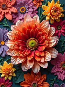 Top view Blanket Flower on a vibrant background, flower setting
