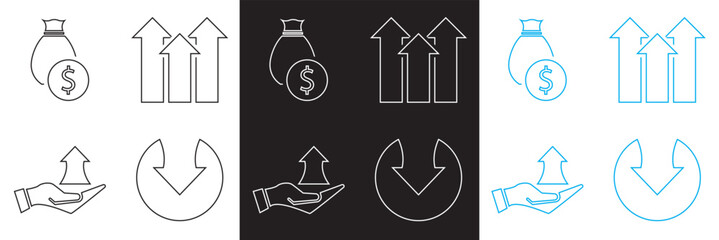 Increase & decrease icon . Profit, stock market, growth, fall, arrow up, down etc. Vector for websites, mobile interfaces,  banner etc. EPS 10