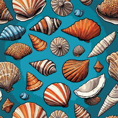 sea ​​shell illustration vector comic book style