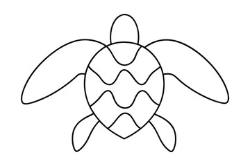 Simple line drawing of a cute sea turtle