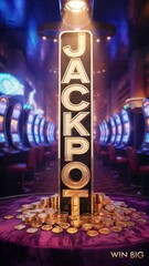Jackpot casino slots win big golden coins gambling wealth fortune game online casino vegas lucky chance rich