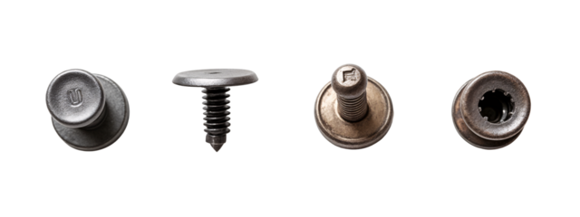 A close up of three different types of screws