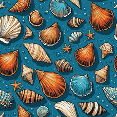sea ​​shell illustration vector comic book style