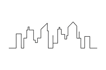 Simple line drawing cityscape minimalist urban skyline illustration