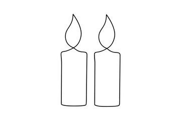 Two candles simple line drawing minimalist art