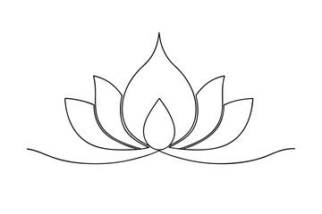 Simple line drawing of a lotus flower minimalist design