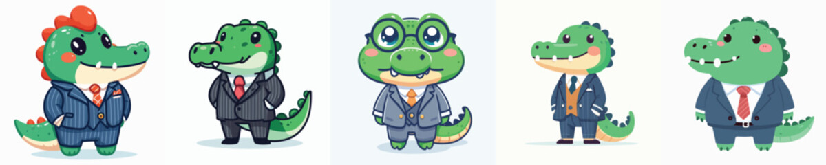 cute crocodile vector wearing a suit