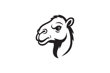 Obraz premium Camel head silhouette on white background.01