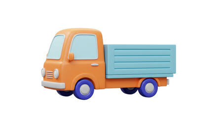 Isolated Small Orange and Blue Dump Truck