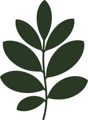 Naklejka premium Illustration of a dark green leafy branch on a light beige background art