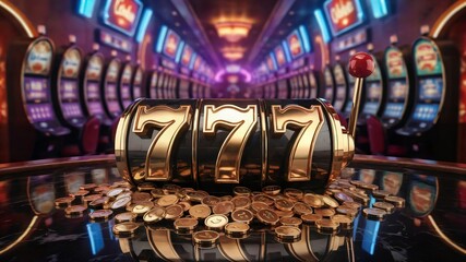 Jackpot slot machine triple seven casino games gambling luck wealth winning online slots vegas style game
