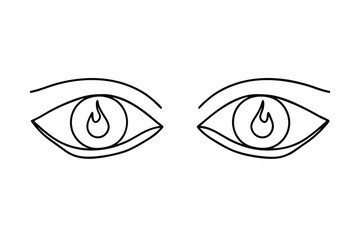 Fiery eyes line drawing illustration graphic design