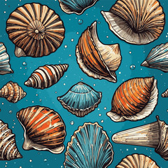 sea ​​shell illustration vector comic book style