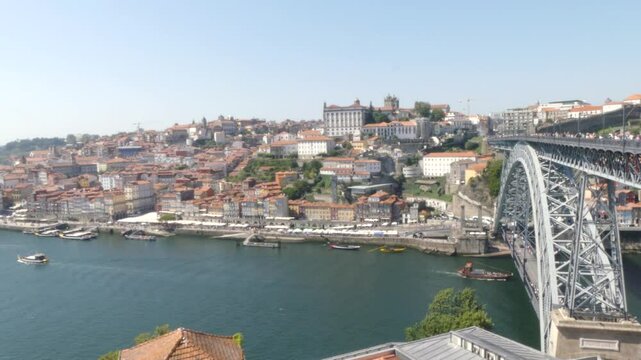 Dom Luis I Bridge Over the Douro River with Stunning Views of Porto, Portugal