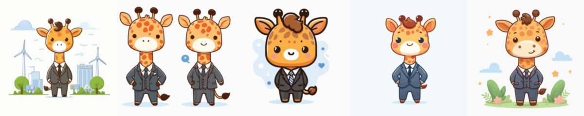 cute giraffe vector wearing suit