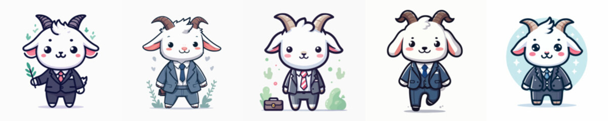 cute goat vector wearing a suit