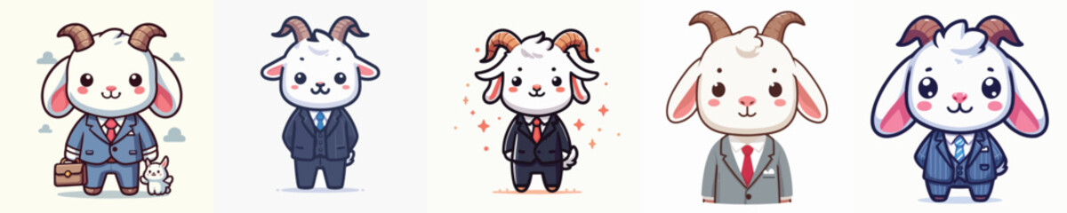 cute goat vector wearing a suit