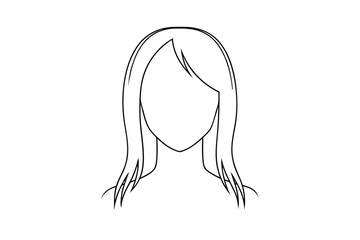 Woman line drawing shoulder length hair faceless