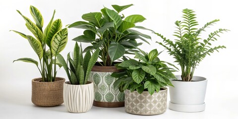 Obraz premium Ornamental Indoor Plants Isolated on White Background – Home Decor Greenery