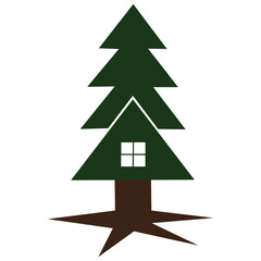 Fototapeta premium Real estate home cedar tree logo Icon Illustration Brand Identity