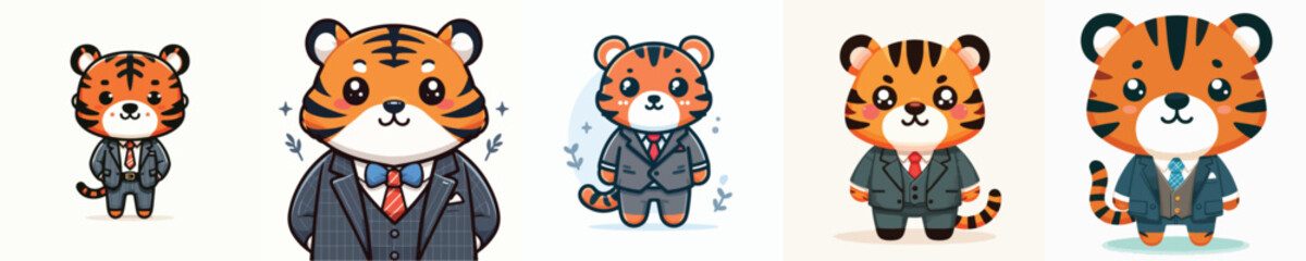 cute tiger vector wearing a suit