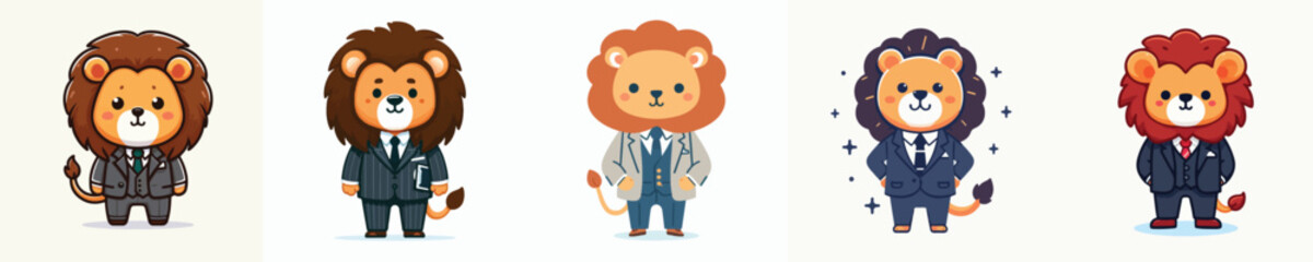 cute lion vector wearing suit