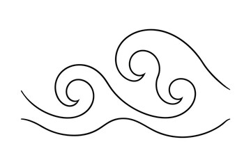 Abstract line drawing of swirling waves ocean sea