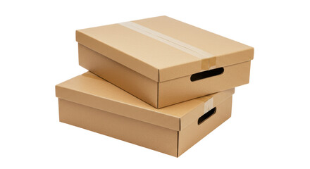 Isolated Two Cardboard Boxes Stacked Ready to Ship