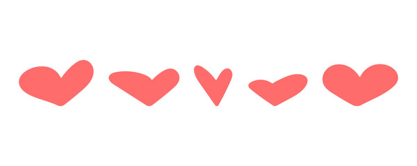 Set of simple hand drawn hearts. Symbol of love.