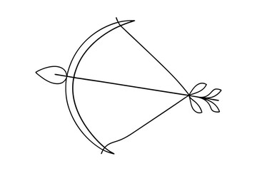 Simple line drawing of bow and arrow