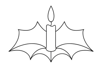 Simple line drawing christmas holly candle design