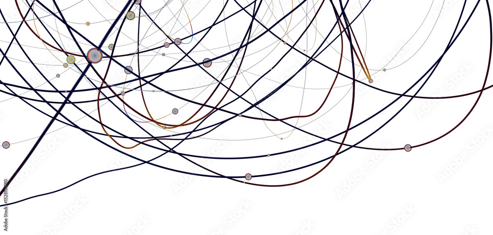 Poster multi color connected lines and dots network 3d illustration