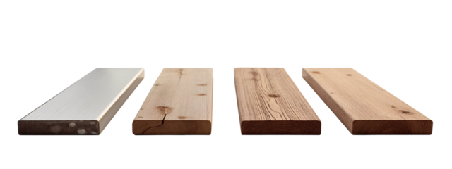 A set of three pieces of wood