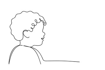 Child profile line drawing minimalist art illustration